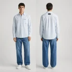 پیراهن راه راه گلدوزی ریز - تصویر 2